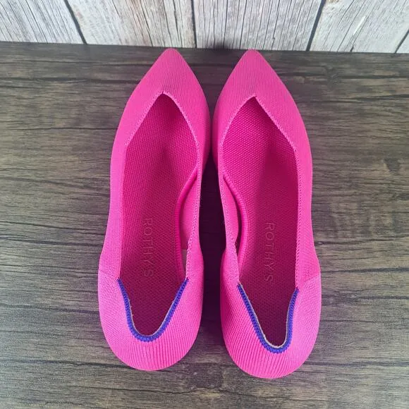 Rothys The Point Slip On Ballet Flats Women's Sz 8.5 Pink Wild Orchid Camo (VGC)