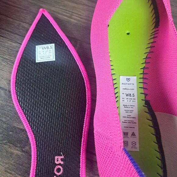 Rothys The Point Slip On Ballet Flats Women's Sz 8.5 Pink Wild Orchid Camo (VGC)