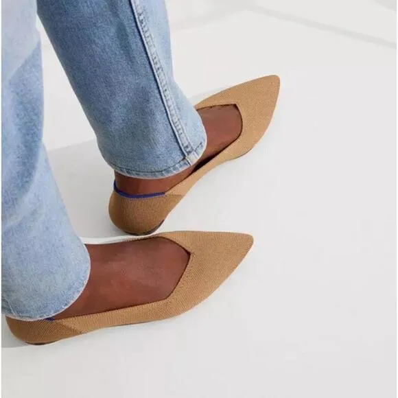 Rothy’s The Point Toe Ballet Flat Slip On Shoes Camel Shade Size 10