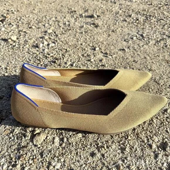 Rothy’s The Point Toe Ballet Flat Slip On Shoes Camel Shade Size 10