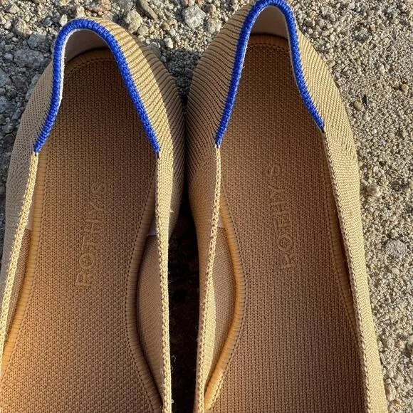 Rothy’s The Point Toe Ballet Flat Slip On Shoes Camel Shade Size 10