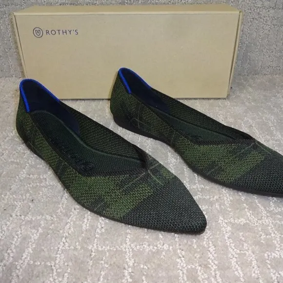 Rothys The Point Women's Size 7 US Racer Green Pointed Toe Slip on Shoes