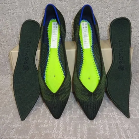 Rothys The Point Women's Size 7 US Racer Green Pointed Toe Slip on Shoes