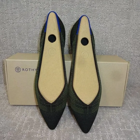 Rothys The Point Women's Size 7 US Racer Green Pointed Toe Slip on Shoes