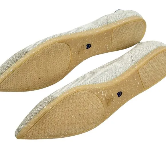 Rothy's The Pointed Toe Ballet Flat Slip On Diamond Metallic Size 10.5 NWOB