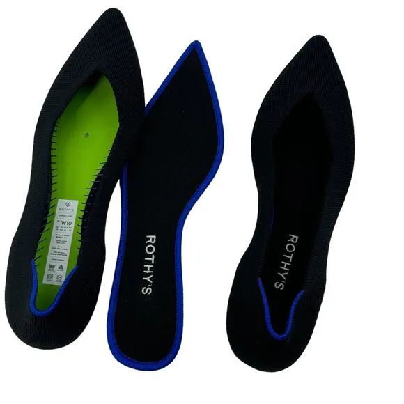 Rothy's Women's Black The Point Flats Pointed Toe Slip On Flats Size 10 NWOB