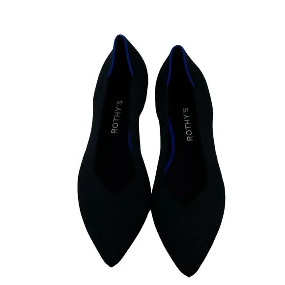 Rothy's Women's Black The Point Flats Pointed Toe Slip On Flats Size 10 NWOB