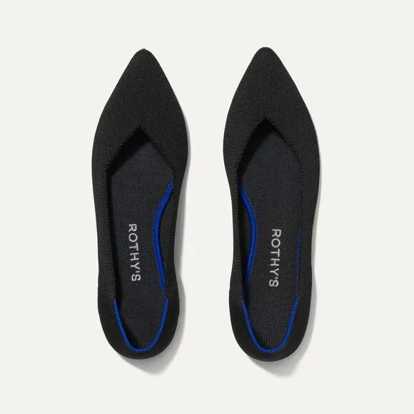 Rothy's Women's Black The Point Flats Pointed Toe Slip On Flats Size 10 NWOB