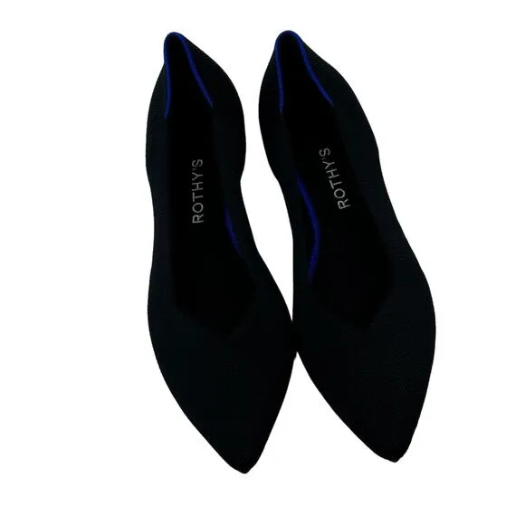 Rothy's Women's Black The Point Flats Pointed Toe Slip On Flats Size 10 NWOB