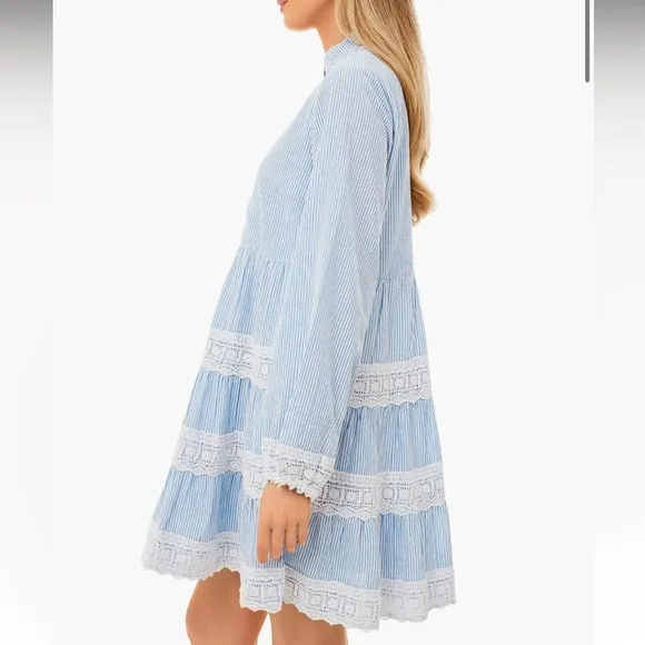 SAIL TO SABLE X STYLE CHARADEBlue Seersucker Charlotte Dress