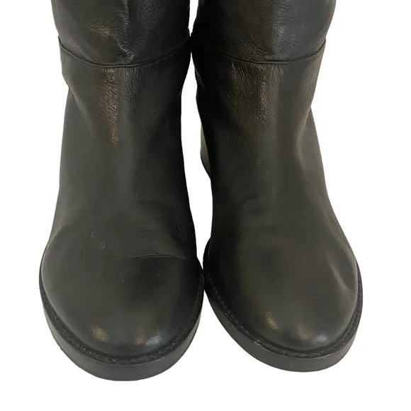 SAKS FIFTH AVENUE Mixed Media Knee-High Black Boots Size 9.5