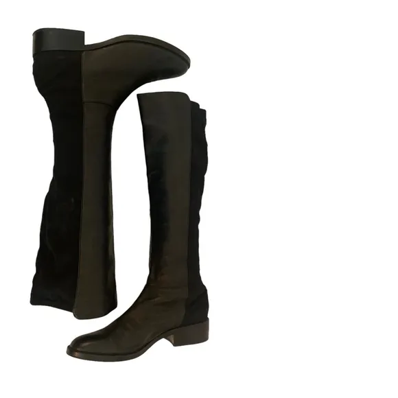 SAKS FIFTH AVENUE Mixed Media Knee-High Black Boots Size 9.5