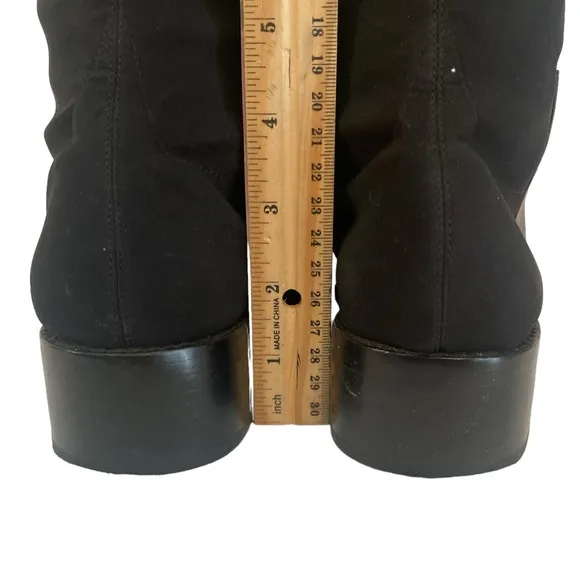 SAKS FIFTH AVENUE Mixed Media Knee-High Black Boots Size 9.5