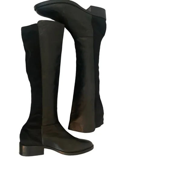 SAKS FIFTH AVENUE Mixed Media Knee-High Black Boots Size 9.5