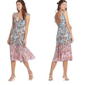 Saloni Holly Pink Margerite Midi Dress 8