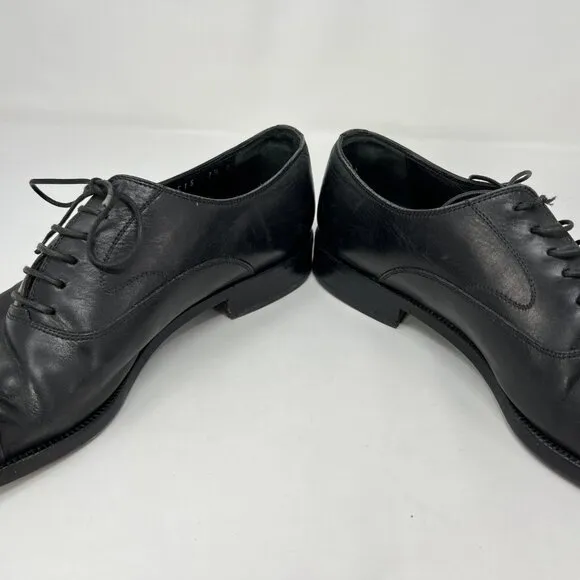Salvatore Ferragamo Cap Toe Oxford Dress Shoes Black Mens Size 7.5 D