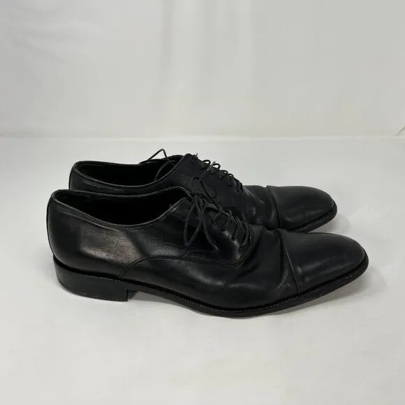 Salvatore Ferragamo Cap Toe Oxford Dress Shoes Black Mens Size 7.5 D