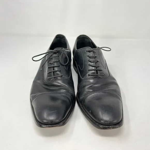 Salvatore Ferragamo Cap Toe Oxford Dress Shoes Black Mens Size 7.5 D