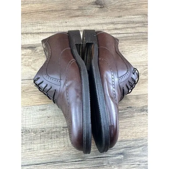 Salvatore Ferragamo Shoes Men's 8D Brown Leather Plain Toe Oxford Dress