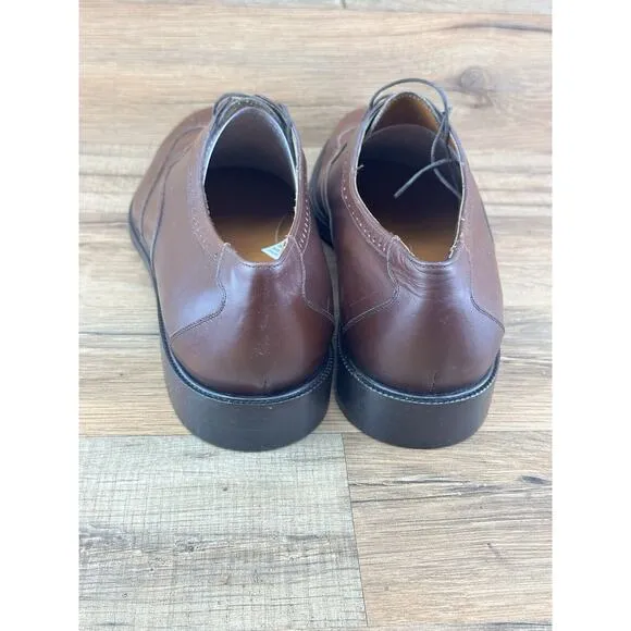 Salvatore Ferragamo Shoes Men's 8D Brown Leather Plain Toe Oxford Dress
