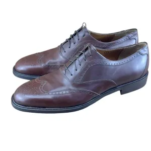 Salvatore Ferragamo Shoes Men's 8D Brown Leather Plain Toe Oxford Dress