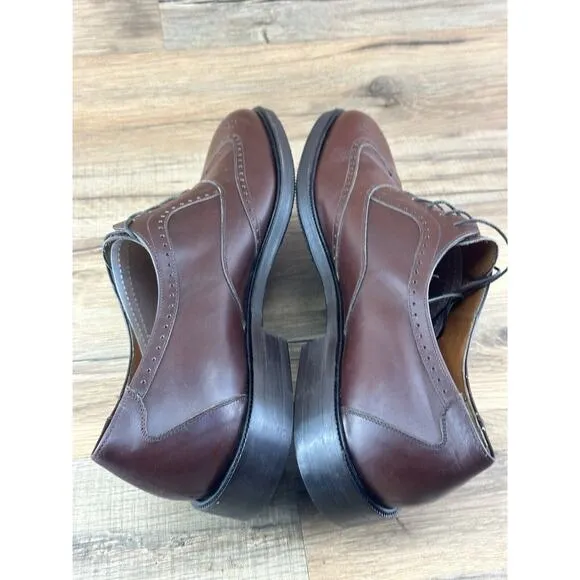 Salvatore Ferragamo Shoes Men's 8D Brown Leather Plain Toe Oxford Dress