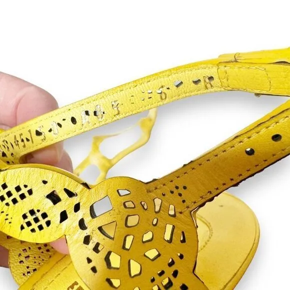 Salvatore Ferragamo Yellow Laser Cut Open Toe Heeled Sandals - Women’s Size 6 B