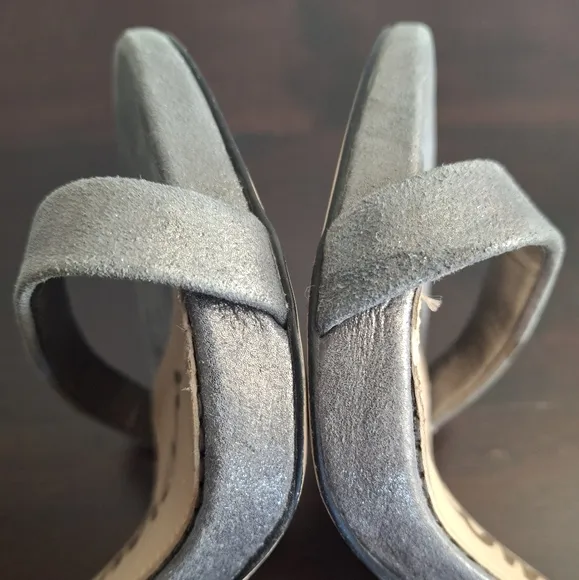 SAM EDELMAN &quot;Ariella&quot; Leather Stiletto Ankle Strap Dress Sandal-Silver- Size 6