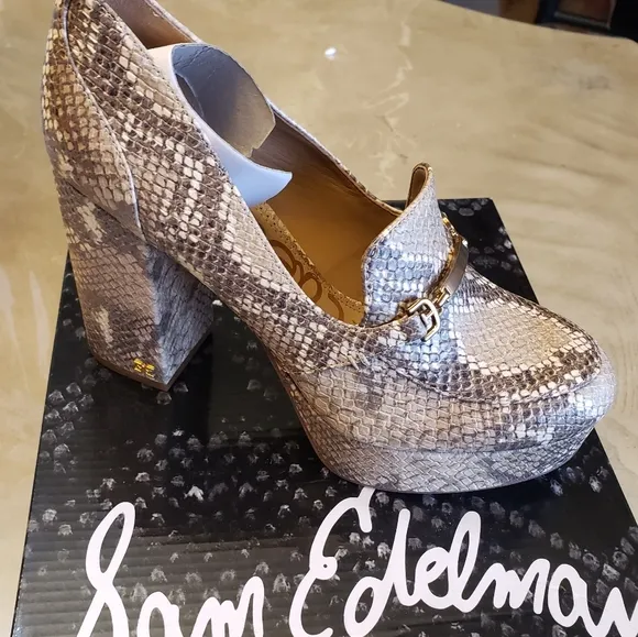 Sam Edelman Aurelie Platform Loafer Women Shoes Wheat Multi Snake-Print Size 8