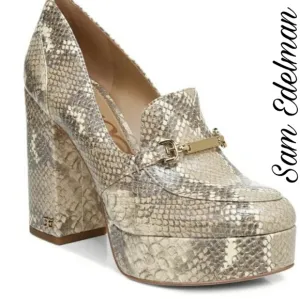 Sam Edelman Aurelie Platform Loafer Women Shoes Wheat Multi Snake-Print Size 8