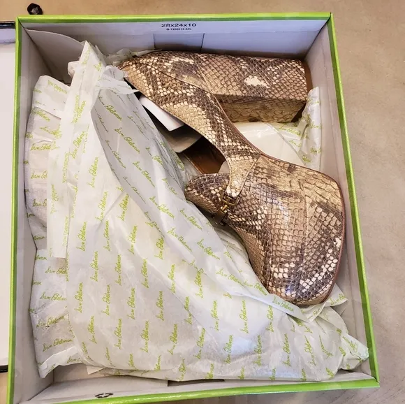 Sam Edelman Aurelie Platform Loafer Women Shoes Wheat Multi Snake-Print Size 8