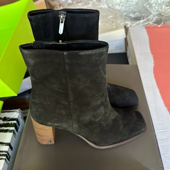 Sam Edelman Womens Osten Suede Stacked Heel Ankle Boots