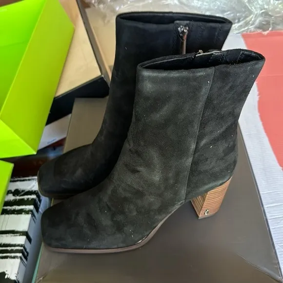 Sam Edelman Womens Osten Suede Stacked Heel Ankle Boots