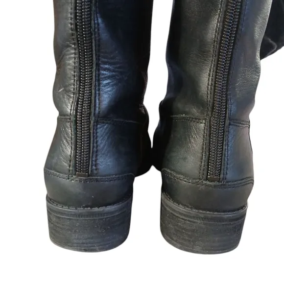 Sam Edelman Womens Penny Black Leather Knee High Block Heel Riding Boots 8.5