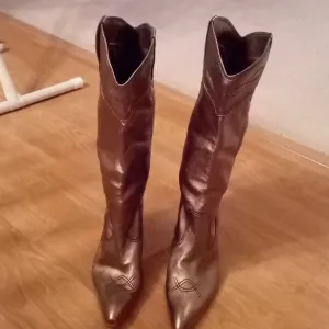 Sam&amp;Libby Gold-Bronze Leather Knee High Boots