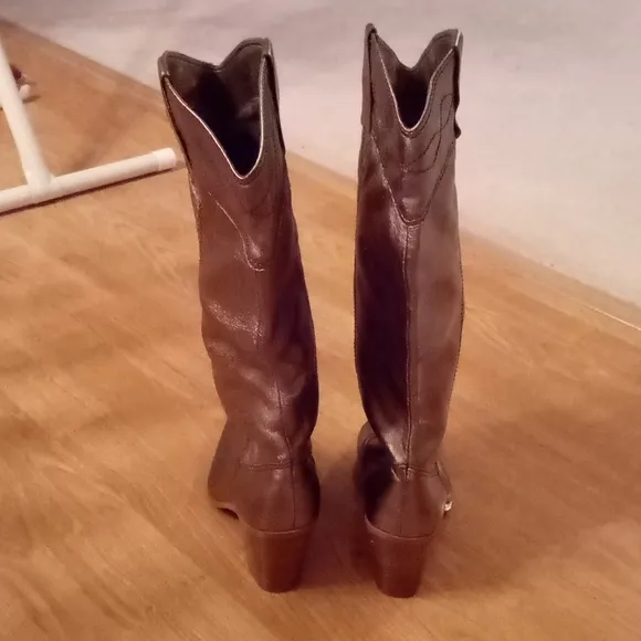 Sam&amp;Libby Gold-Bronze Leather Knee High Boots