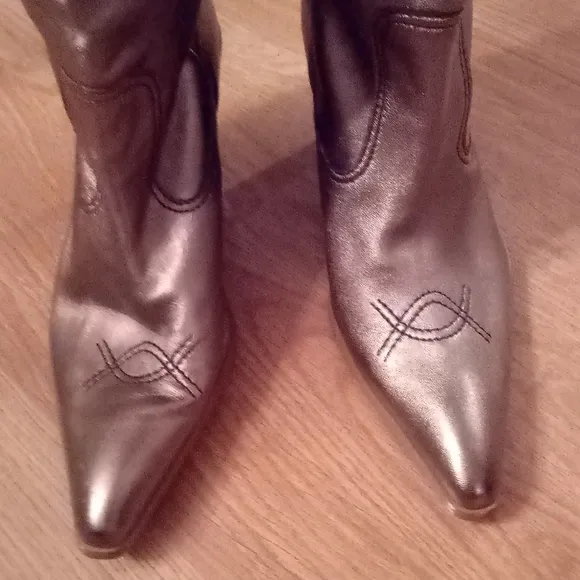 Sam&amp;Libby Gold-Bronze Leather Knee High Boots