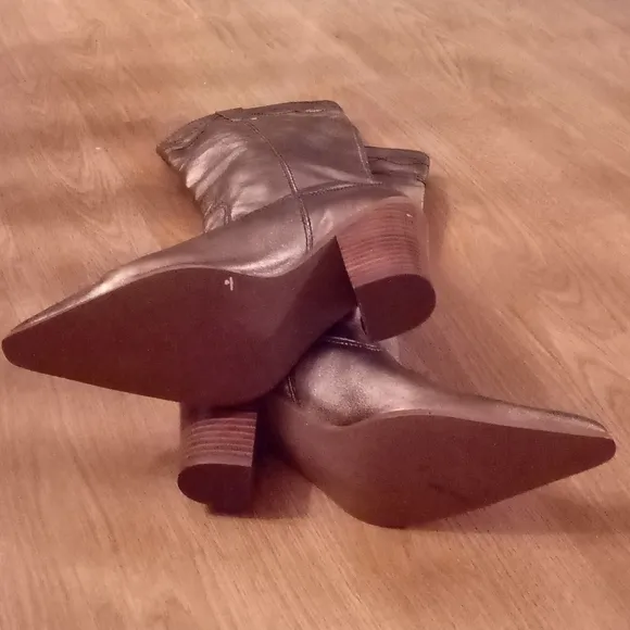 Sam&amp;Libby Gold-Bronze Leather Knee High Boots