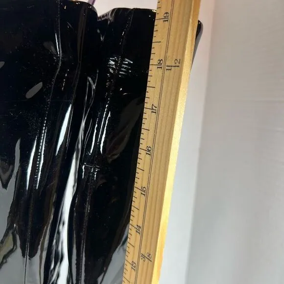 Sam Edelman Olencia Knee High Boots Size 7.5M Black Patent Leather Side Zip