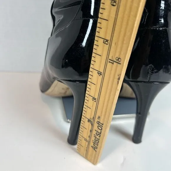 Sam Edelman Olencia Knee High Boots Size 7.5M Black Patent Leather Side Zip