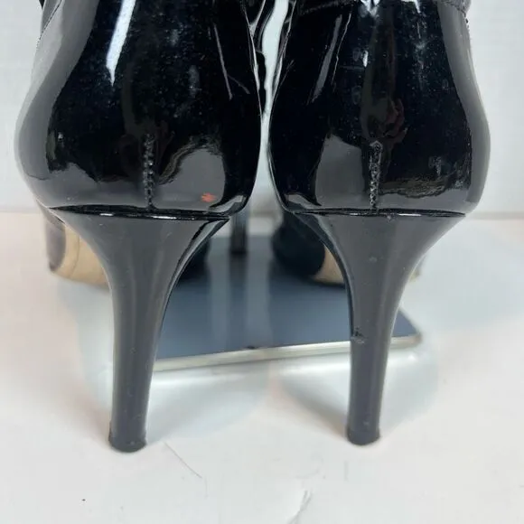 Sam Edelman Olencia Knee High Boots Size 7.5M Black Patent Leather Side Zip