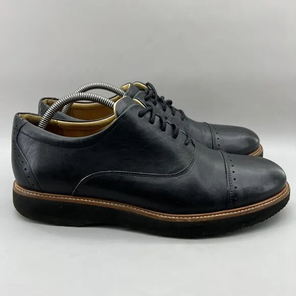 Samuel Hubbard Market Cap Toe Oxford Men Size 10 Black Leather Comfort Low Shoes