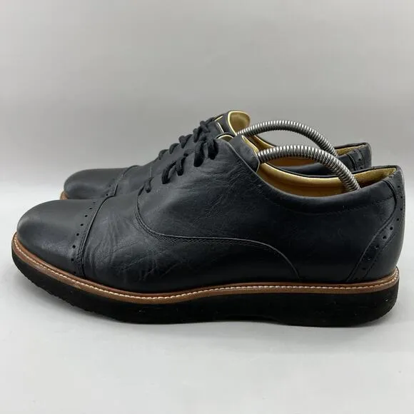 Samuel Hubbard Market Cap Toe Oxford Men Size 10 Black Leather Comfort Low Shoes