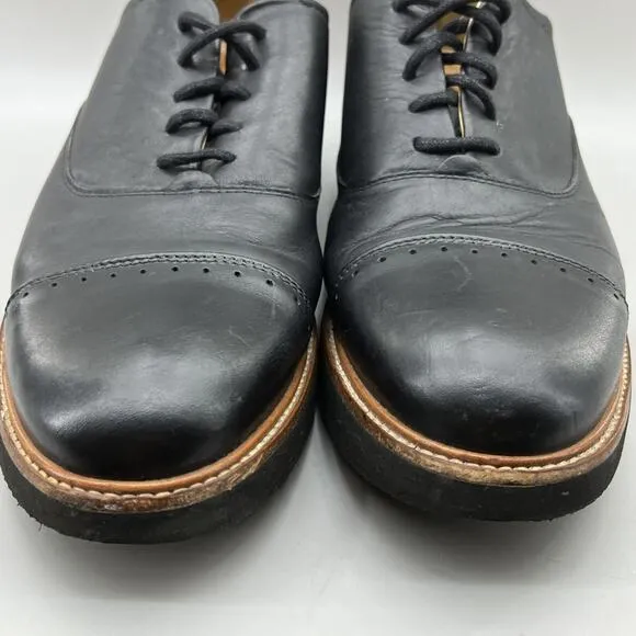 Samuel Hubbard Market Cap Toe Oxford Men Size 10 Black Leather Comfort Low Shoes