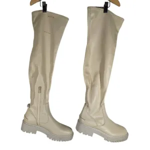 Sarto Fera Over the Knee High Boots 10M Cream Eco-Conscious Luxe 10M