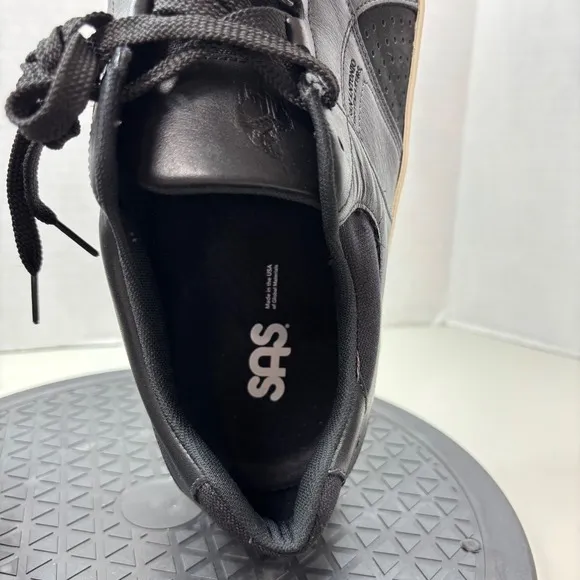 SAS High Street Black Ash Leather Sneakers Casual Walking Shoes Black Size 12 WW