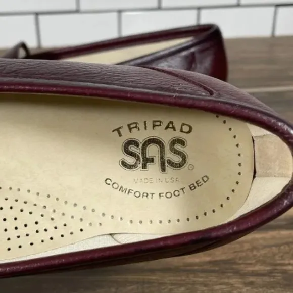 SAS Simplify Womens Size 9.5 Narrow Shoes Antique Wine Leather Comfort Loafer