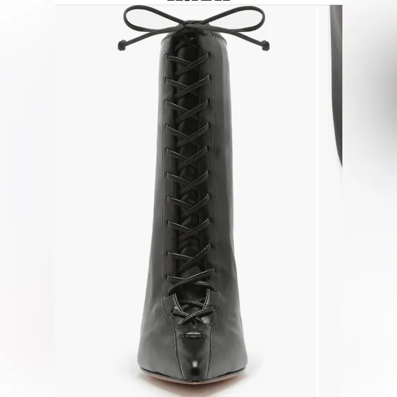 SCHUTZ Black teenie pointed toe Lace-Up boots NIB
