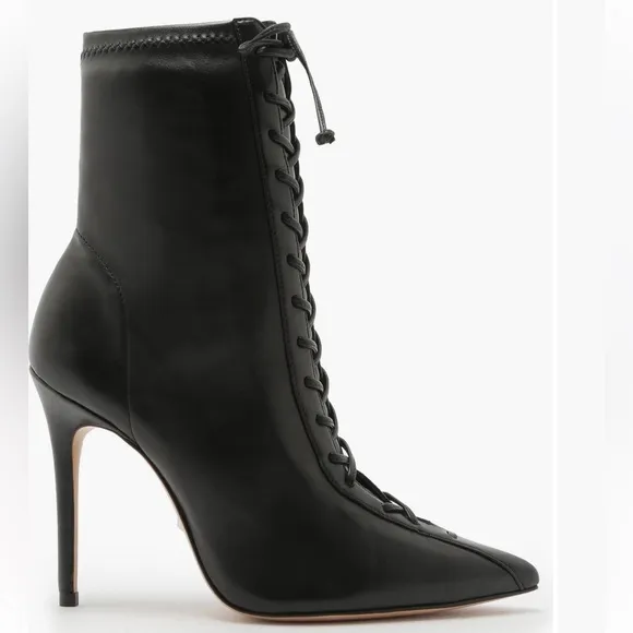 SCHUTZ Black teenie pointed toe Lace-Up boots NIB