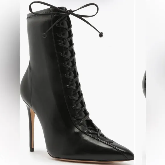 SCHUTZ Black teenie pointed toe Lace-Up boots NIB